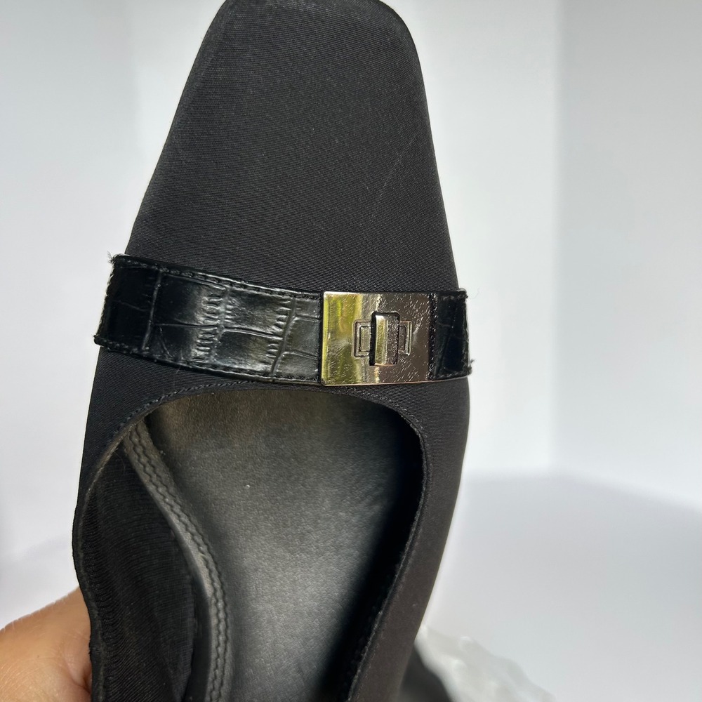Life Stride Black Fabric Slingback Heels Dress‎ Shoes Buckle 7.5M